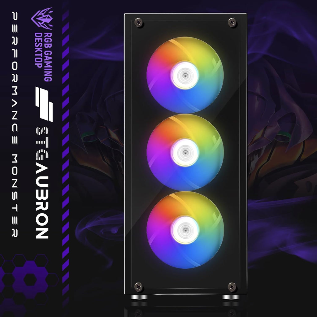 STGAubron Gaming PC Desktop Computer  AMD Ryzen 5 2600 up to 3.9G  GeForce RTX 2060 6G  16G DDR4  512G SSD  600M WiFi  BT 5.0  RGB Fan x4  Windows 11 Home