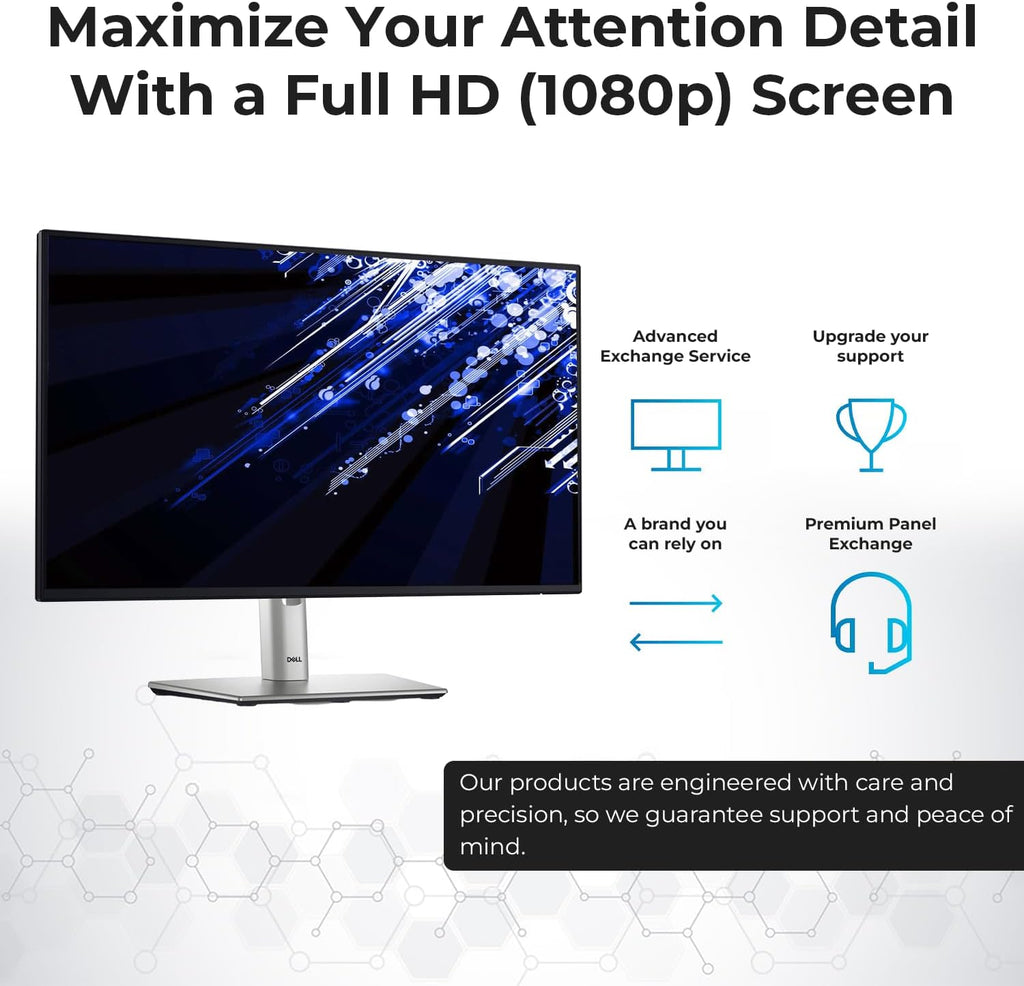Dell P2425H Computer Monitor Screen 24" 16:9 IPS Display with Stand - 1 Year Warranty  100Hz Full HD  1920 x 1080 with Power Cable  Anyhdd DisplayPort  HDMI  USB 3.0 Upstream Cable & Cloth - New
