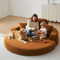 71" Boneless Couch Sofa Bed Oversized Round Couch 2-in-1 Foldable Floor Loveseat Sofa for Living Room and Apartment No Assembly (Orange, 71")