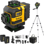 16 Lines Laser Level with Tripod - 360° Cross Line Laser with Tripod, 4D Green Laser Level, 4x360 Self Leveling Tool for Picture Hanging, Home Renovation, Indoor Project, 2 Batteries Included