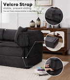 Tbfit 79'' Convertible Sofa Bed, Oversized Corduroy Folding Boneless Couch, Futon Mattress Sleeper Sofa, Comfy Foldable Upholstered Floor Couches for Living Room, Black