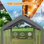 Carport Canopy 10'x20' Heavy Duty Replacement Cover, Garage Shelter Cover 800D Oxford Waterproof & UV Protected Tarp with Ball Bungees, Not Include Frame（Gray）