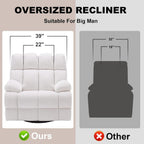 360° Swivel Glider Recliner, Oversized Recliner Rocker Chair, Extra Wide Manual Recliner, Overstuffed Soft Rocking Sofa Chair for Living Room& Bedroom (Beige)