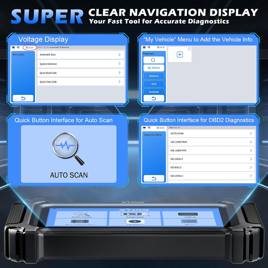 XTOOL D5 Car Code Reader and Reset Tool, Engine ABS SRS Transmission Car Diagnostic Tool with EPB Service, ABS Bleed, Throttle Relearn, Clear Check Engine Light Code Reader with 10 Resets, Free Update