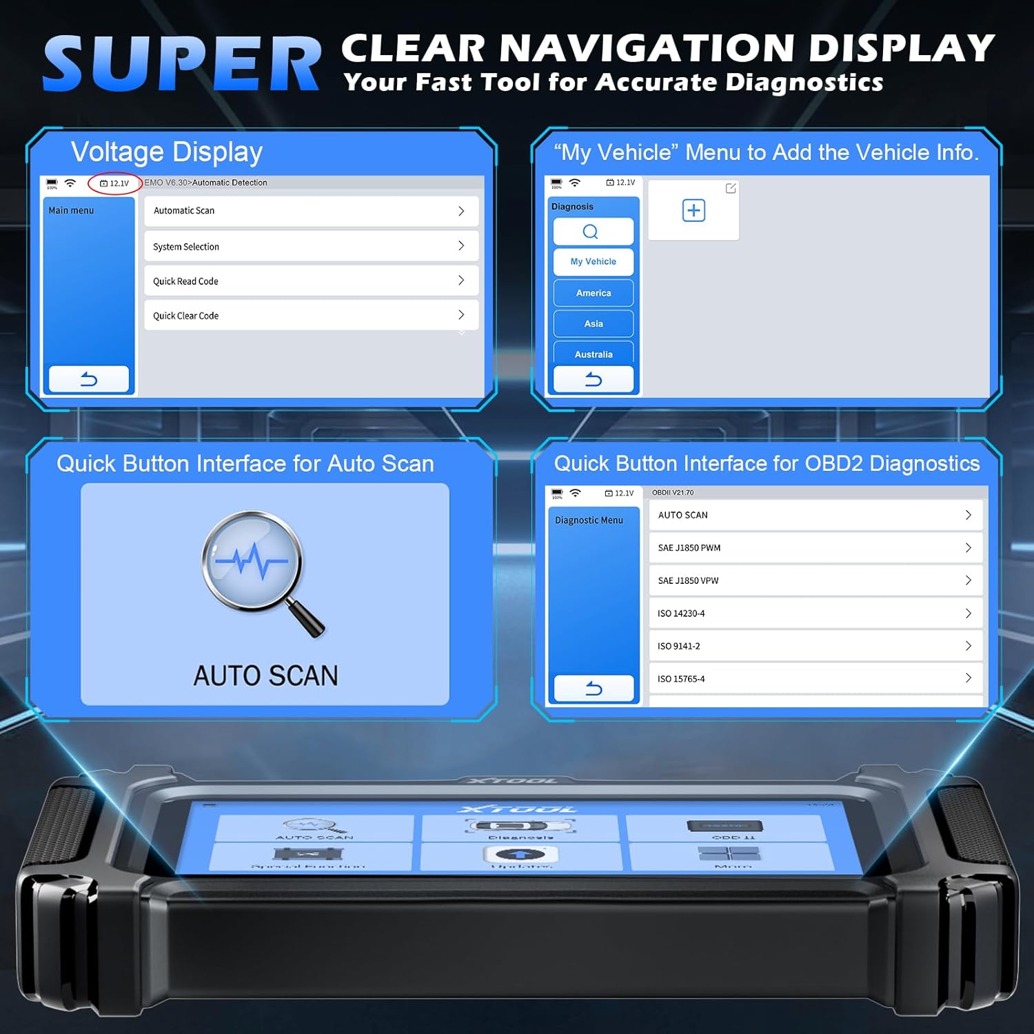 XTOOL D5 Car Code Reader and Reset Tool, Engine ABS SRS Transmission Car Diagnostic Tool with EPB Service, ABS Bleed, Throttle Relearn, Clear Check Engine Light Code Reader with 10 Resets, Free Update
