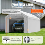 VEVOR Carport Replacement Canopy Cover Top + Side Wall 10 x 20 ft, Garage Tent Shelter Tarp Heavy-Duty Waterproof & UV Protected, Easy Installation with Ball Bungees,Grey (Frame Not Included)