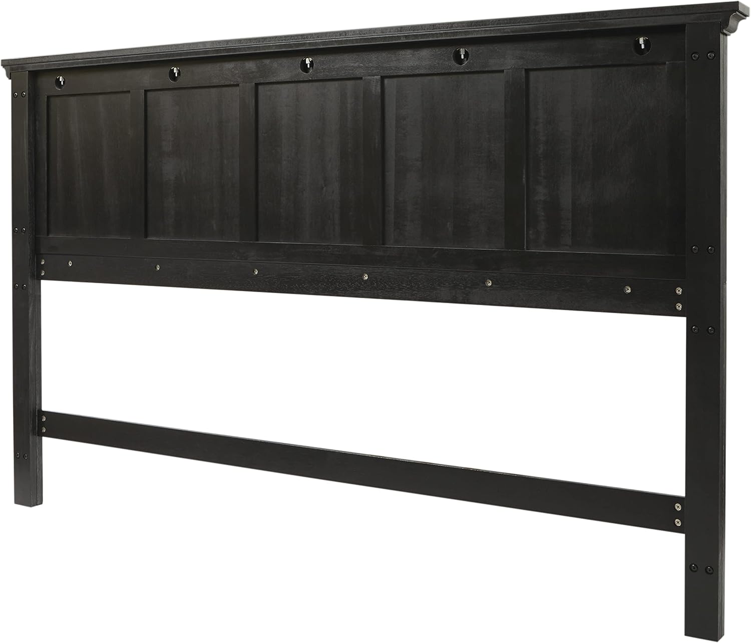 Office Star Products OSP Home Furnishings Farmhouse Basics King Headboard Only, Rustic Black Finish