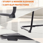 Sweetcrispy Reception Chair No Wheels, Stationary Non Rolling Mesh Mid Back Computer Guest Side with Lumbar Support for Waiting Area Reception Conference Room, Set of 2, Modern Black