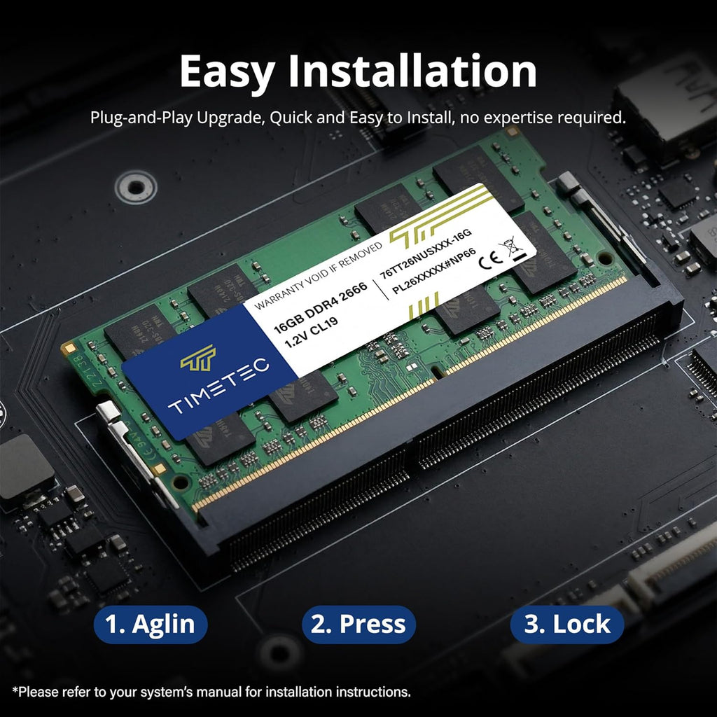 Timetec Premium 16GB DDR4 2666MHz (PC4-2666V) PC4-21300 SODIMM Laptop RAM – 260-Pin 1.2V CL19 Non-ECC Unbuffered Memory Module for Laptop, Notebook, Mini PC, All-in-One