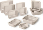 Ceramic Coated Glass Food Storage Containers | No PTFE, PFOA, PFAS, and BPA | Reusable Non Toxic Meal Prep Containers with Glass Lids | Easy To Store | 10 Piece Set Crema