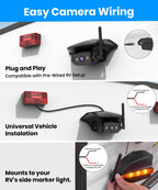 AUTO-VOX Wireless RV Backup Camera: Rear&Side View with 7.2” HD 1080P Triple-Split Screen Monitor  Dual Power USB/Car Charger  DVR Recording  Stable Signal Rear View Camera for Camper  Travel Trailer