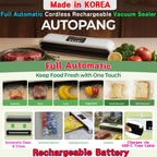 Automatic Vacuum Sealer Machine, Cordless Food Preserver with 85Kpa Suction & Pulse Mode, Durable Silicone Chamber, Includes 20 Exclusive Sealer Bags