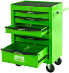Iron-Top Rolling Tool Chest with Lockable Wheels and Side Handles, 7-Drawer Tool Storage Cabinet with Ball Bearing for Garage, Repair Shop, Required Assembly, Large Storage Capacity (Iron, 6-Green)
