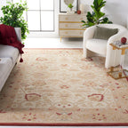 SAFAVIEH Anatolia Collection Area Rug - 8' x 10', Beige & Rust, Handmade Traditional Oriental Wool, Ideal for High Traffic Areas in Living Room, Bedroom (AN512E)