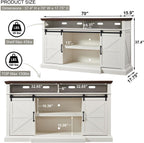 Farmhouse TV Stand for 80 Inch TVs, 37.4"Tall Entertainment Center w/Storage Cabinets and Sliding Barn Door, Media Console Cabinet w/Soundbar & Adjustable Shelves for Living Room, 70 inch (White)