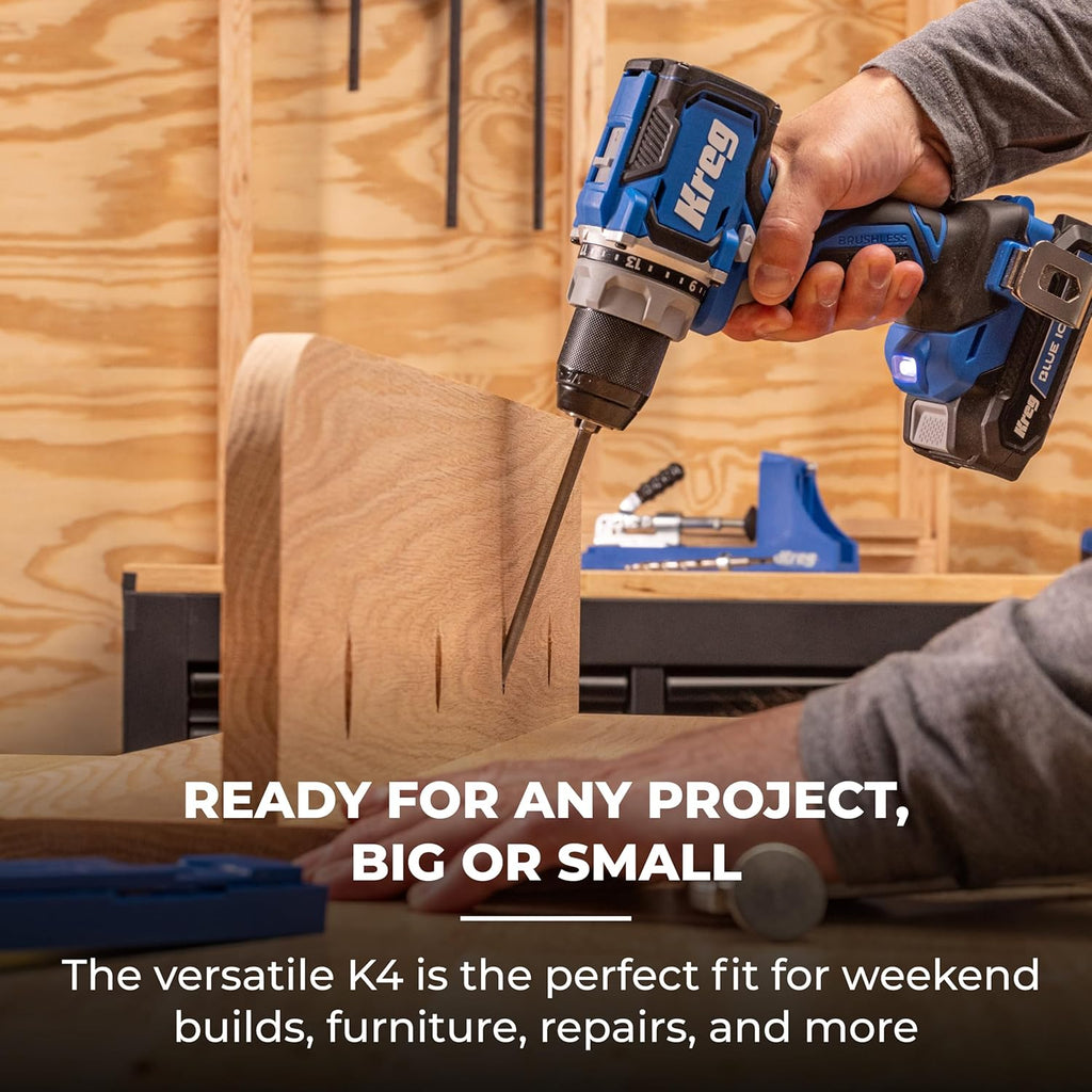 Kreg K4 Pocket Hole Jig - Adjustable, Versatile Jig for Strong Joints - Create Perfect, Rock-Solid Joints - Easily Adjustable Drill Guides - For Materials 1/2" to 1 1/2" Thick