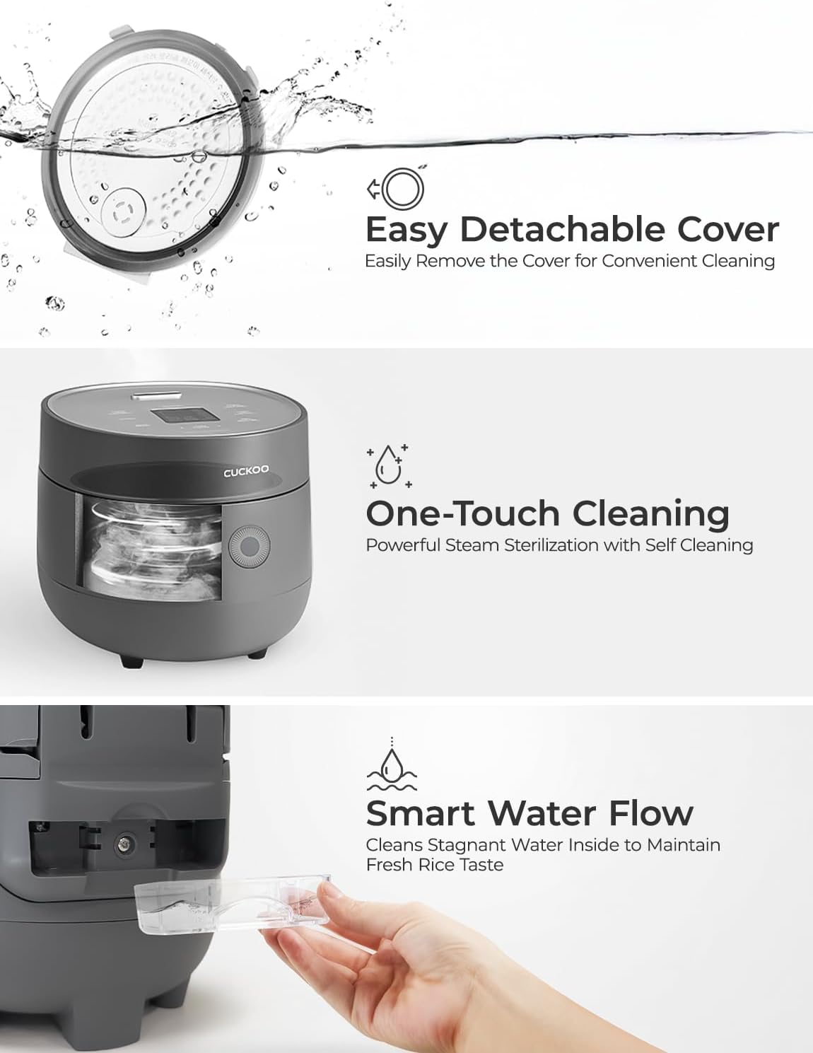 CUCKOO Micom Rice Cooker 6-Cup Uncooked / 12-Cup Cooked with Nonstick Inner Pot, Versatile Rice Maker with 9 Menu Options, Fuzzy Logic Technology, Auto Clean, Quick Rice Mode, Gray (CR-0675FG)