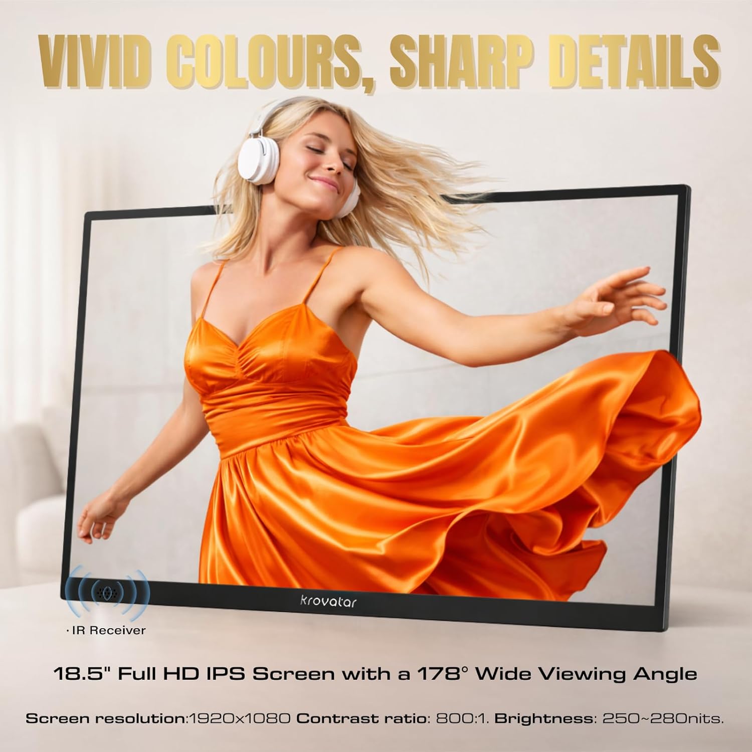 18.5'' FHD IPS 1080P Portable Blu-ray Player with Monitor  Support Blu-ray/DVD/CD Disc Playback  Type C in & HDMI in for Phone/Switch/Pad Sync  USB Max 1TB Playback