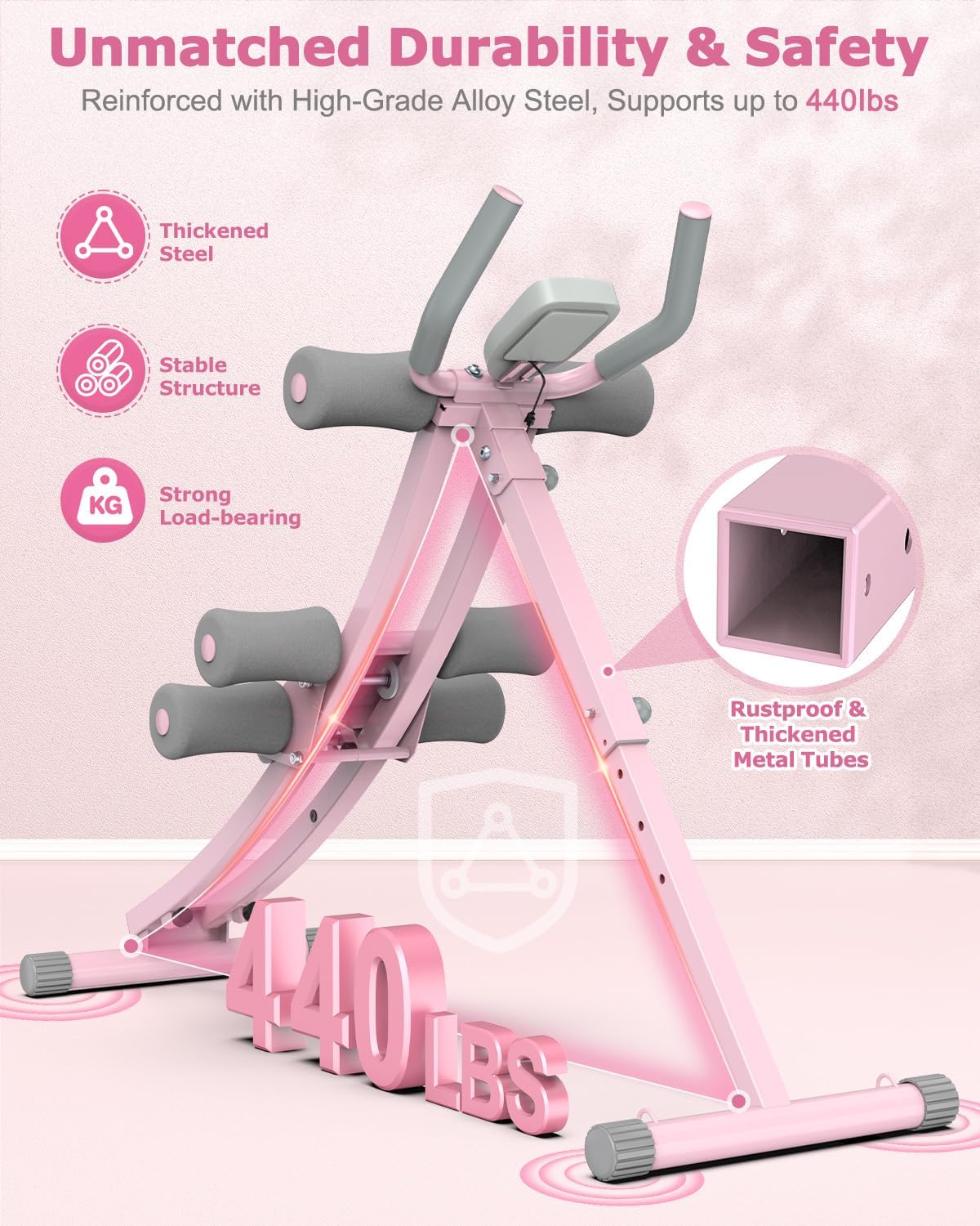 GIKPAL Ab Machine, Adjustable Trainer for Home Gym, Ab Crunch Exercise Equipment for Beginner
