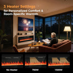 GREEN PARTY 72" Electric Fireplace Recessed/Wall Mounted Ultrathin 3.2" Fireplace Heater, Low Noise Linear Fireplace with Remote Control/Touch Screen, 8hrs Timer, Adjustable Flame & Bed Colors & Speed
