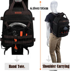 WELKINLAND 90-Pockets Electrician Backpack, Wax-Canvas Tool Backpacks Heavy Duty, Convenient Work Tool Back pack With Pockets