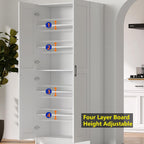 White Tall Kitchen Pantry Cabinet Organizers and Storage with Doors and Adjustable Shelves .Wood Large Gabinetes Para Cocina Office Bookshelf for Laundry Room Cabinets (31.5”W*15.7”D*71”H)