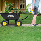 Garden Dump Cart  Heavy-Duty Utility Wagon with 1200 lbs Capacity  6 Cu Ft Bed  12.6" Pneumatic Tires  180° Pivot Steering for Yard  Lawn  and Beach Use