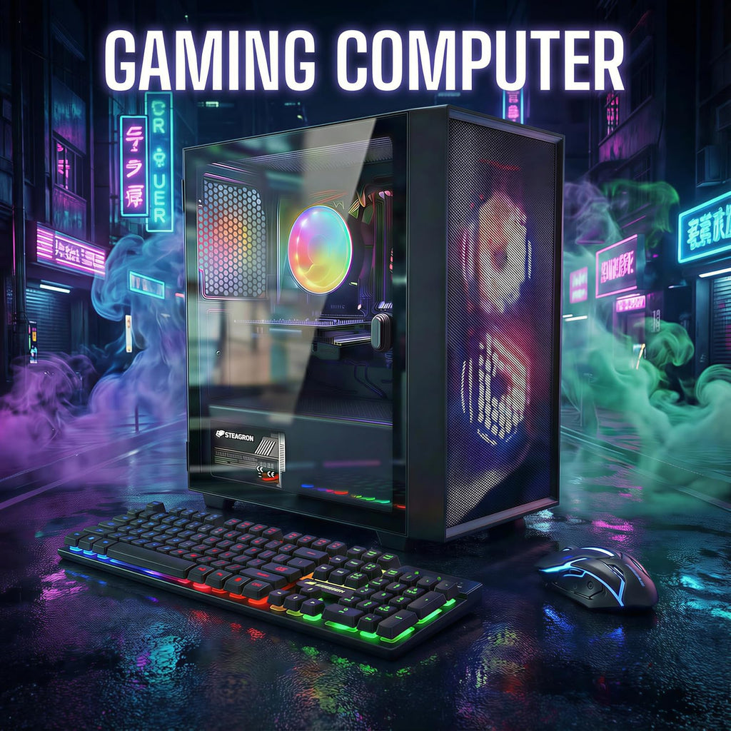STGAubron Gaming PC Computer Desktop  Intel Core i5 up to 3.6G  Radeon RX 550  16G RAM  512G SSD  WiFi 6  BT 5.0  RGB Fan x2  Windows 11 Home