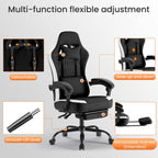 Sweetcrispy Computer Gaming Chair - Ergonomic Desk Chair with Footrest and Lumbar Support, High Back Height Adjustable Task Chair with Linkage Armrests and Headrest, 360° Swivel Wheels, Black