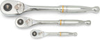 GEARWRENCH 3 Piece 1/4", 3/8” and 1/2" Drive 90-Tooth Quick Release Teardrop Ratchet Set | 81310T