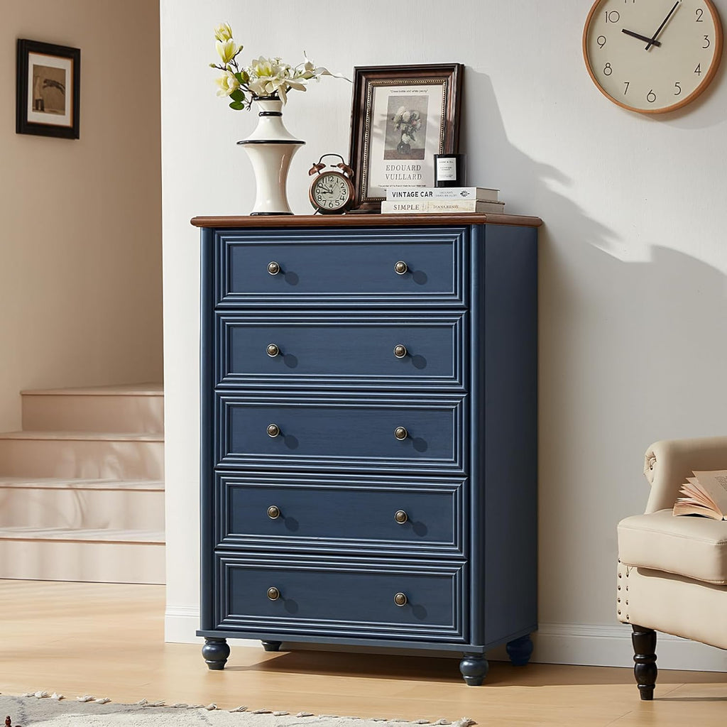 Farmhouse Dressers and Night Stand Set of 3, Wood 45''Tall Dresser and 18'' Chest of Drawers, Roman Column 3 Drawers Nightstand Set of 2, Bedroom Furniture Dresser Suites for Living Room, Hallway Home