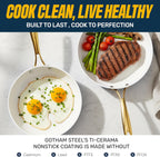 Gotham Steel 12 Pc Ceramic Cookware Set Nonstick, Ceramic Pots and Pans Set Non Stick with Steamer for Cooking, Non Toxic PFOA PFOS Free, Premium Stay Cool Handles, Oven & Dishwasher Safe