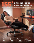 GTPLAYER Gaming Chair for Adults, Big and Tall 350LBS Heavy Duty Office Chair, Ergonomic High Back Lumbar Support and Recliner for Back Pain Relief, Sky Gray