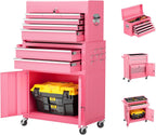 8-Drawer Heavy-Duty Tool Chest with Lock, Mobile Tool Cabinet Cart on Wheels, High-Capacity Mechanic Tool Storage Organizer for Garage Workshop