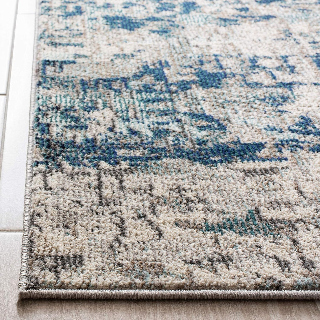 SAFAVIEH Madison Collection X-Large Area Rug - 12' x 18', Grey & Blue, Modern Abstract Design, Non-Shedding & Easy Care, Ideal for High Traffic Areas in Living Room, Bedroom (MAD460K)