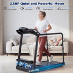 Treadmill for Senior at Home, Walking Jogging Running Pad Treadmill for Elderly, with Long Handrails, Heart Rate Monitor, Wide Running Belt, 2.5 HP, 300 LBS Capacity, PAD Stand & Cup Holder
