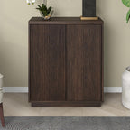 Henn&Hart 28" Fluted Wooden Accent Cabinet, Ribbed Modern Sideboard Buffet Cabinet with 2 Doors and an Adjustable Shelf for Living Room, Dining Room, Bedroom or Entryway, Rich Brown