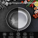 12 Inch Titanium Nonstick Frying Pan, 5-Layer Hammered Titanium-Alloy Skillet with Lid, PFOA/PFOS/Lead/Cadmium Free, Oven & Dishwasher Safe, Induction Cooktop Compatible