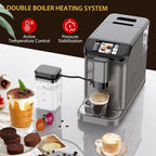 Super Automatic Espresso Machine & Coffee Maker, 20Bar Pressure, Built-in Conical Burr Grinder & Milk Frother, 6 One-Touch Recipes, Auto Clean, 1.5l Water Tank, for Home Office, 120v, Grey