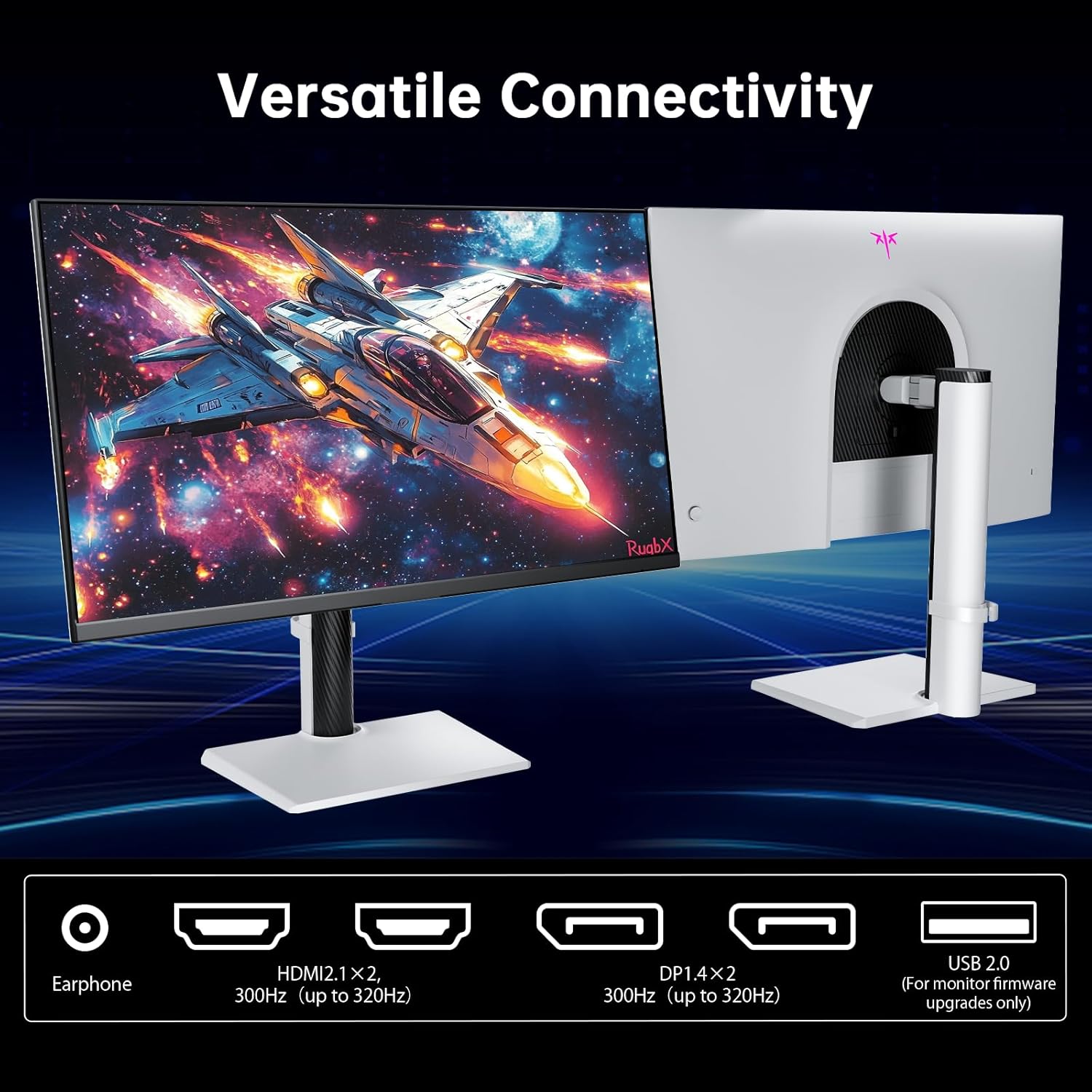 KTC 27 Inch White Gaming Monitor 300Hz/320Hz  QHD 1440P Fast IPS Computer Monitor with Adaptive FreeSync  HDR400  Height/Pivot/Swivel/Tilt Adjustable  DP&HDMI  H27E6