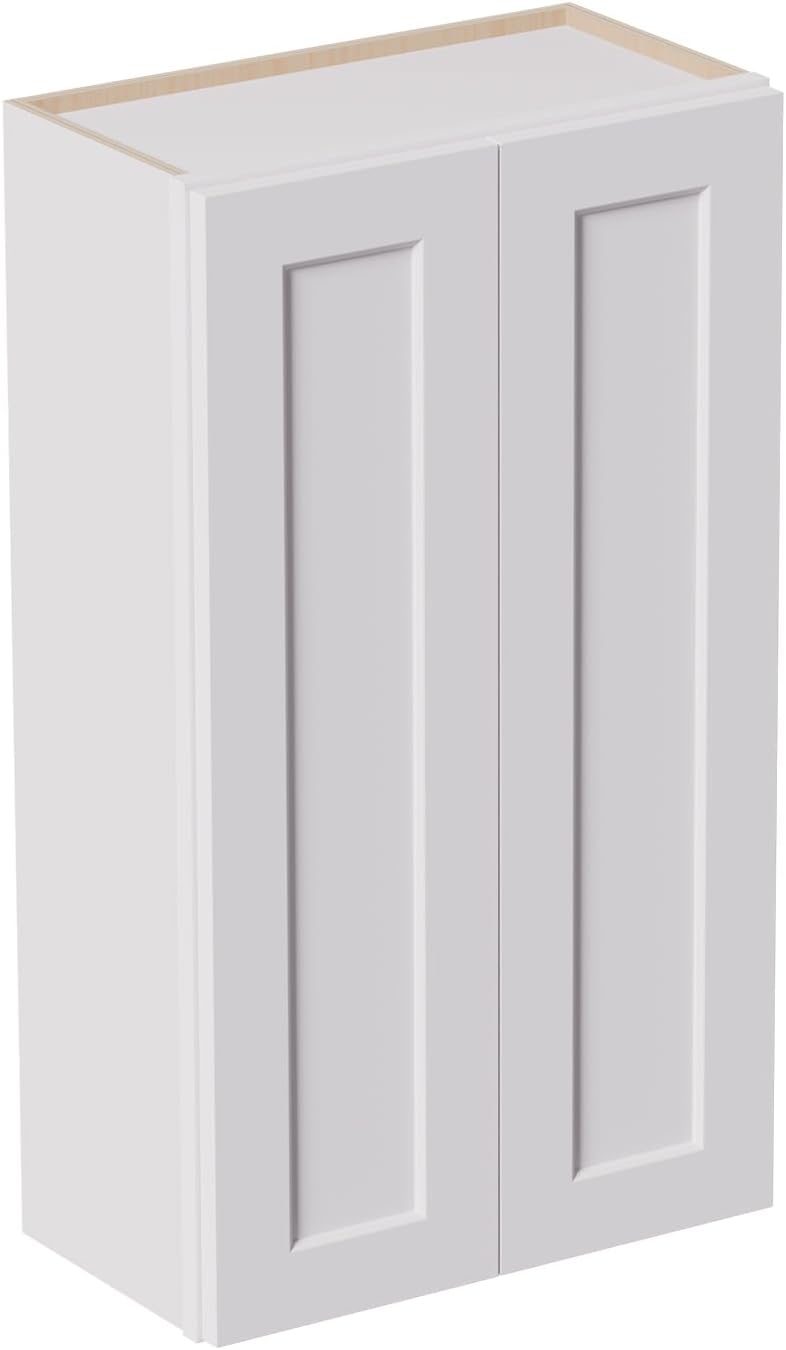 Solid Wood Kitchen Wall Cabinets, 24 Inch Wide Over The Toilet Storage Cabinet, Bathroom Organizer Cabinets with 2 Shaker Door & 3 Shelves, Easy Assembly for Dining Room, Laundry - White