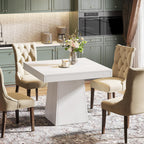 Tribesigns Square Dining Table for 4, 31.5-Inch Small Kitchen Table with Sturdy Pedestal Base, Farmhouse Dinner Table for Dining Room, Living Room, Kitchen, White