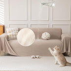 Waterproof Couch Covers for 4 Cushion, Non Slip Cat-Scratch Resistant Sofa Couch Covers for Dogs, L Shape Sectional Protectors Slipcovers, Large Furniture Covers for Pets, 91" x 150", Khaki