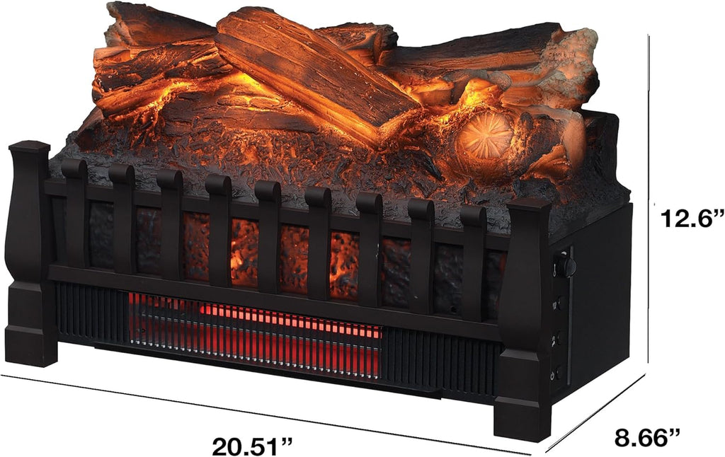 duraflame Electric Log Set 1,000 Sq Ft Heater, Faux Logs Insert with Infrared Flames for Existing Fireplaces, Remote Control Included