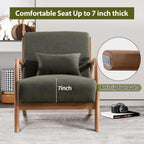 INZOY Mid-Century Modern Accent Chair Set of 2, Green Reading Armchair with Waist Cushion, Upholstered Living Room Chairs for Bedroom Sunroom
