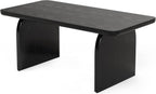 LITTLE TREE Farmhouse Coffee Table, 47 Inches Wooden Center Tables with Rounded Corners, Rectangular Living Room Tables, Modern Low Cocktail Tea Furniture for Living Room (Black)