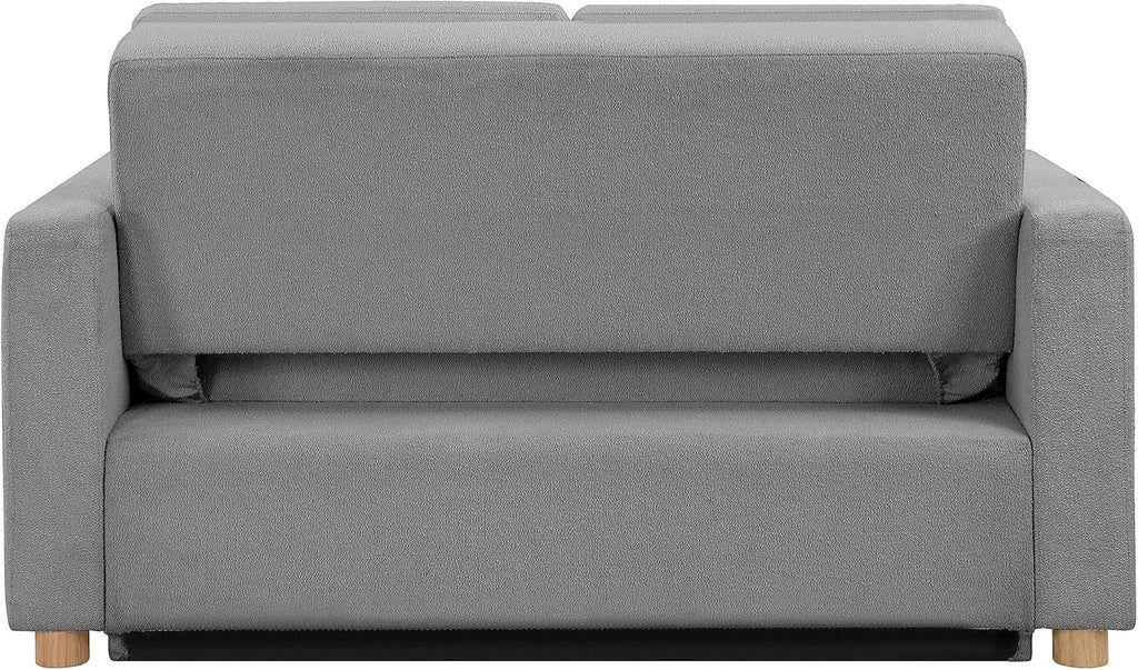 Serta Tulsa 66.1" Convertible Sleeper Loveseat, Full Size, Dreamcoil Comfort, FingerGuard Pinch Point Protection, Boucle Fabric, Grey