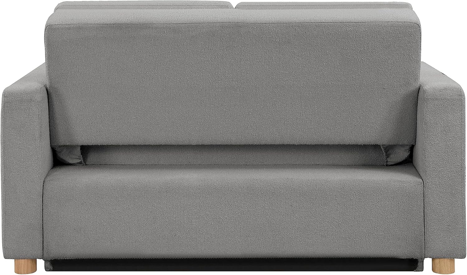 Serta Tulsa 66.1" Convertible Sleeper Loveseat, Full Size, Dreamcoil Comfort, FingerGuard Pinch Point Protection, Boucle Fabric, Grey