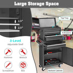 Winado 4-Drawer Rolling Tool Chest with Wheels & Lock, Tool Box with Large Storage Cabinet and Adjustable Shelf, Removable Portable Top Box for Garage, Warehouse, Factory