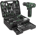 Prostormer Tool Set with 8V Cordless Drill, 369-Piece Home Tool Kit with Drill Driver, Toolbox Storage Case with Drawer, General Household Tools for Home Repairs and DIY, Handyman (Green)